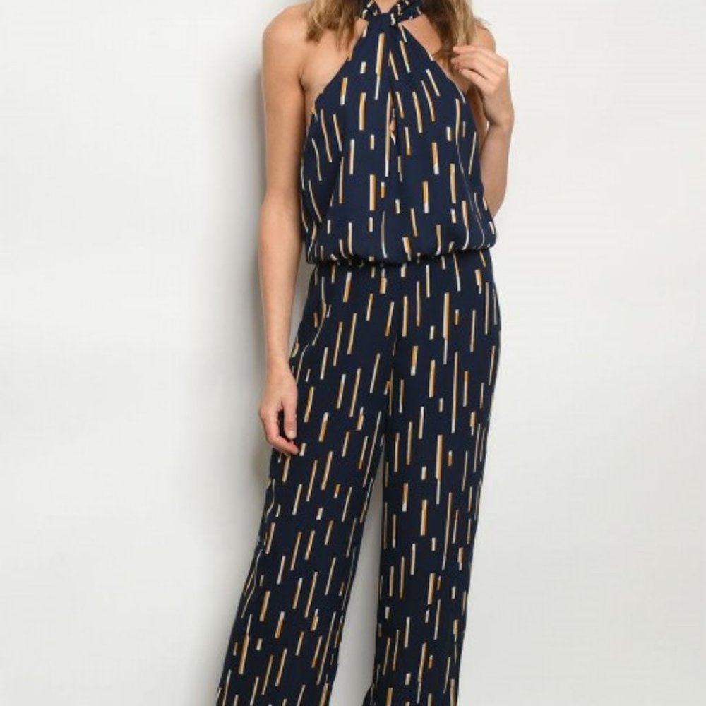 Striped Halter Jumpsuit NWT